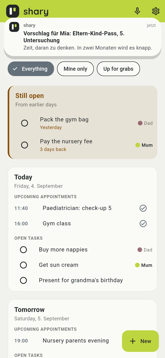 The reminder comes by itself