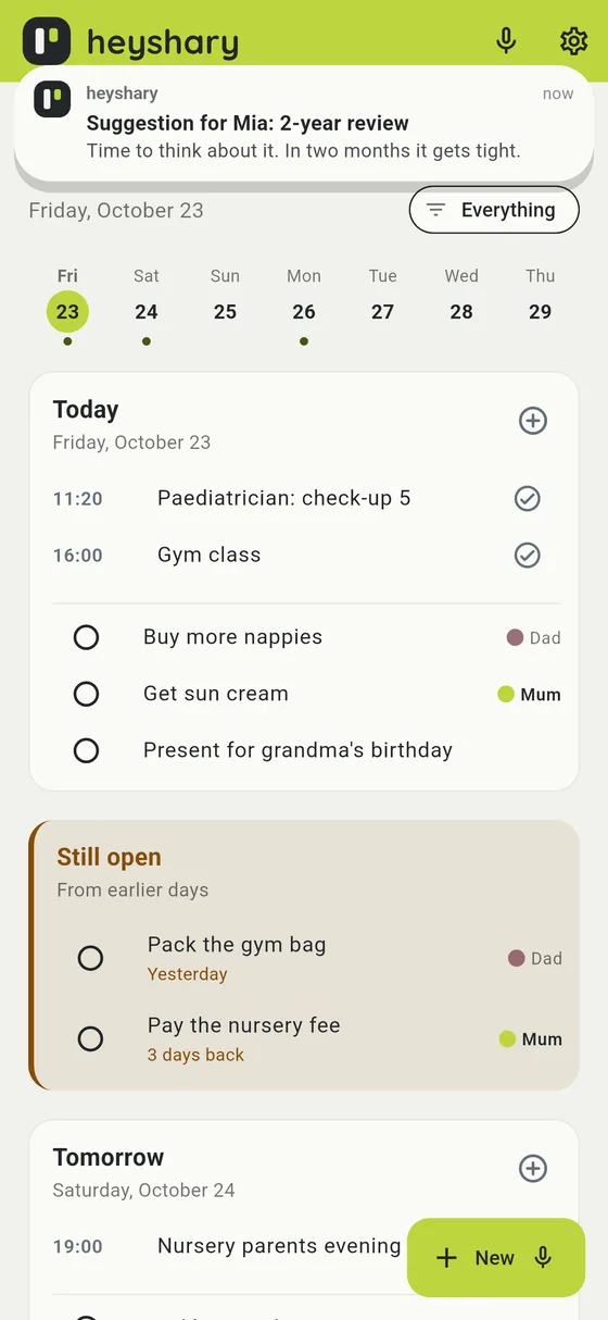 The reminder comes before it gets tight