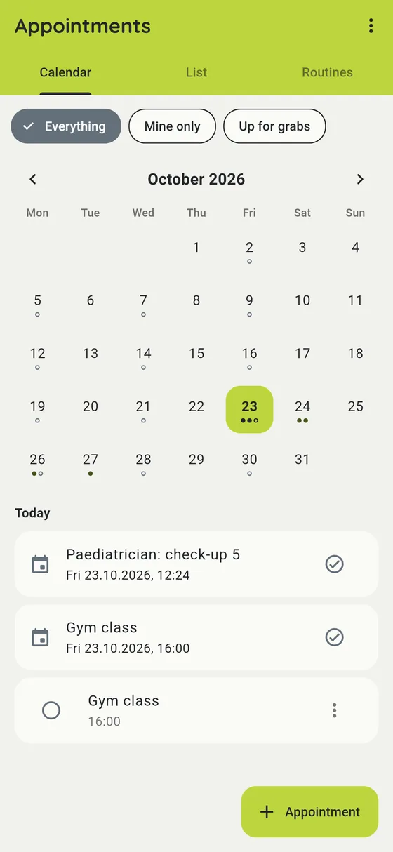 One calendar for everyone, with a month view