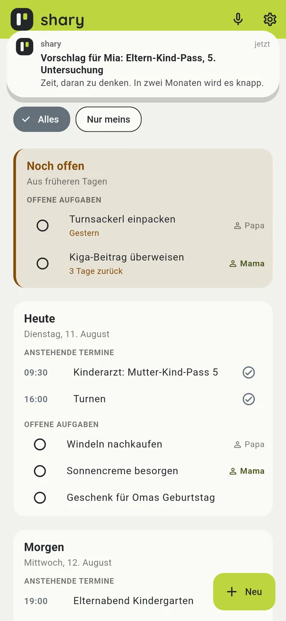 Die Erinnerung kommt von selbst