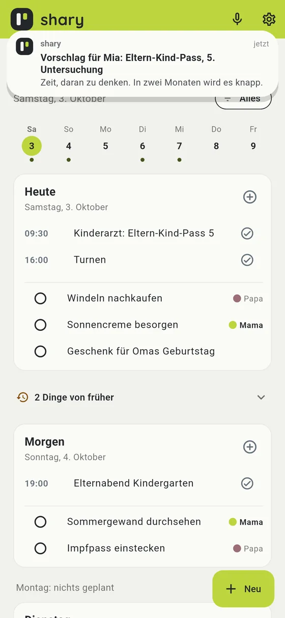 Die Erinnerung kommt von selbst
