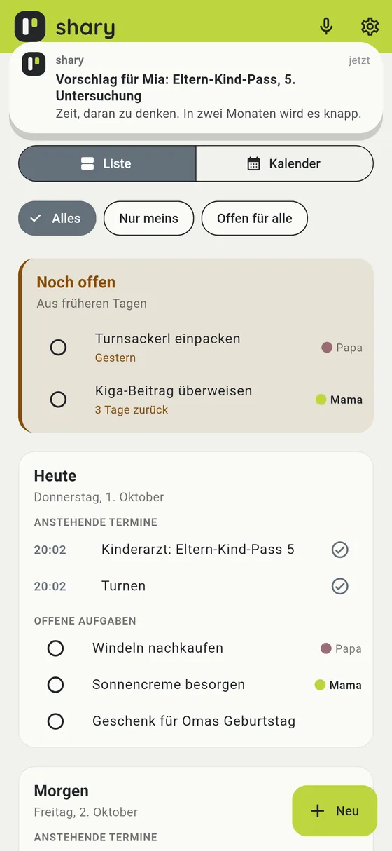 Die Erinnerung kommt von selbst