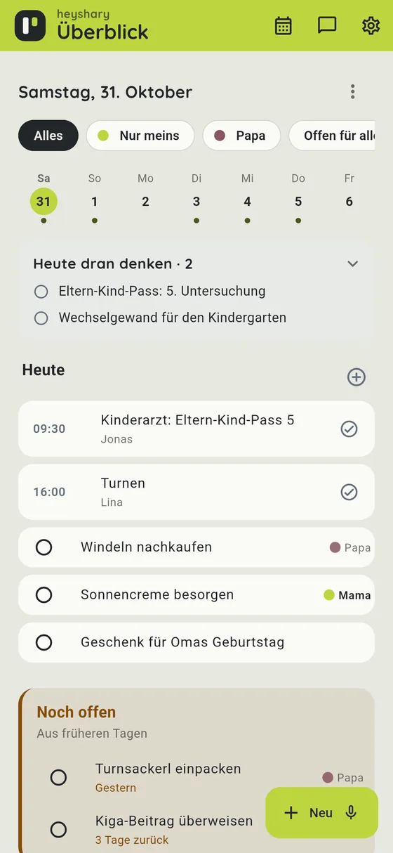 Ein Blick, und ihr wisst, was ansteht