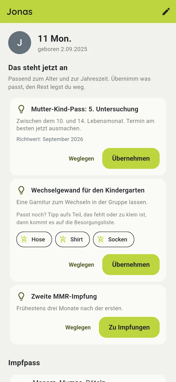 Alles zum Kind beisammen