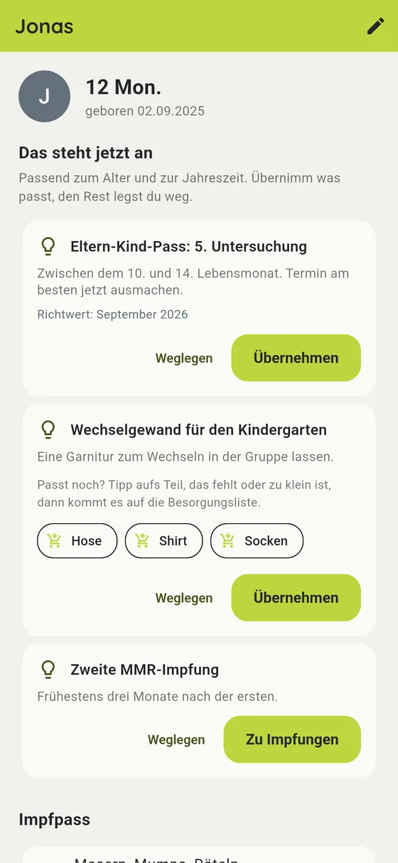 Alles zum Kind beisammen