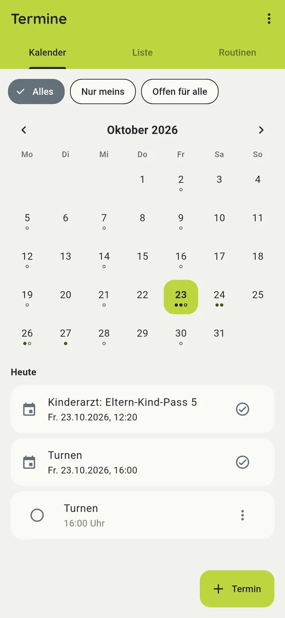 Ein Kalender für alle, mit Monatsansicht