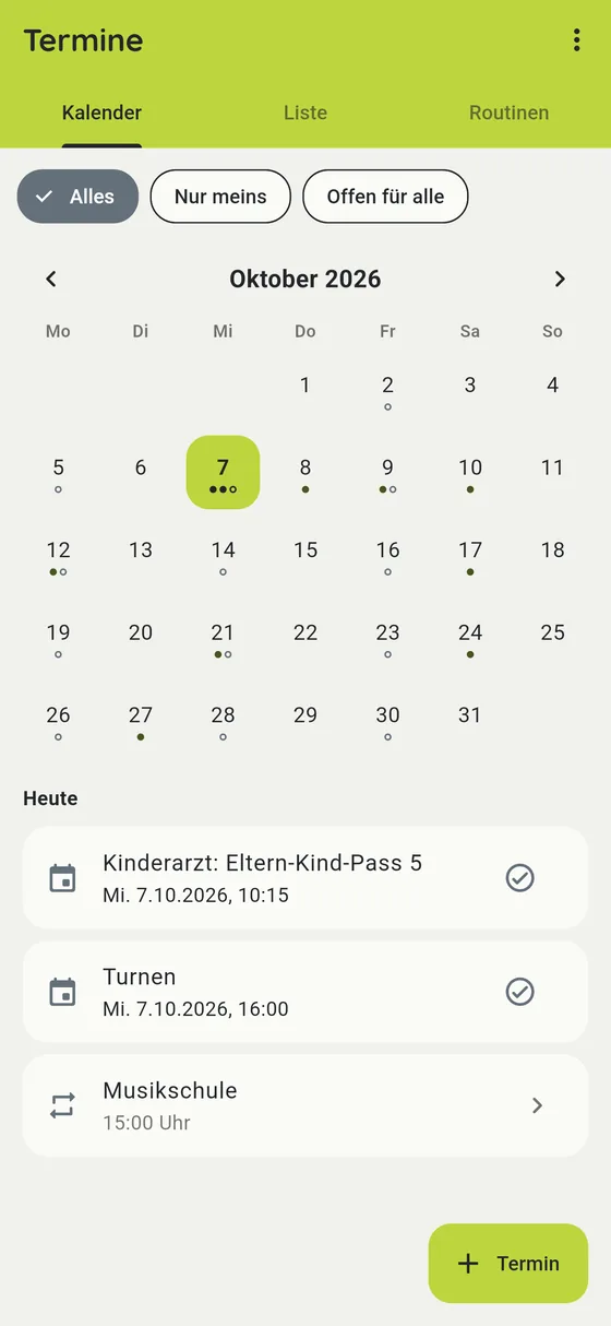 Ein Kalender für alle, mit Monatsansicht